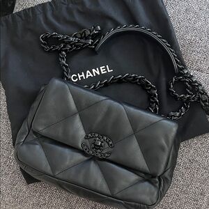 Chanel Classic Black Leather Shoulder Bag